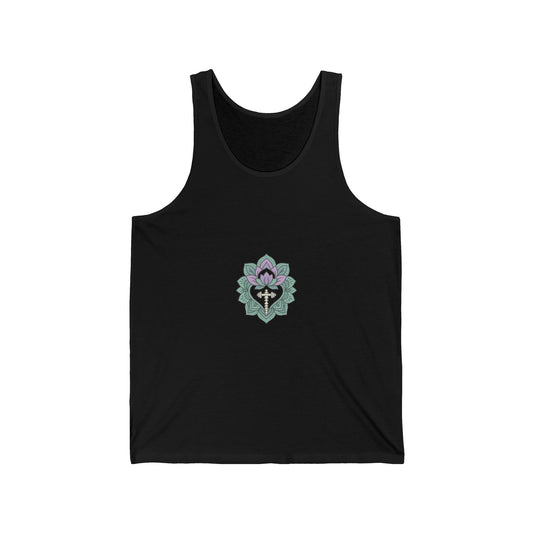 Floral Mandala Unisex Jersey Tank – Perfect for Yoga & Casual Wear