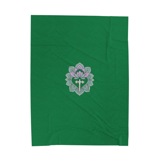 Lotus Blossom Velveteen Plush Blanket – Cozy Green Decor for Meditation & Relaxation