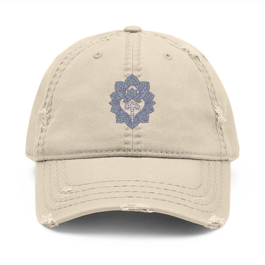Distressed Embroidered Dad Hat - Casual Outdoor Cap for Relaxed Vibes