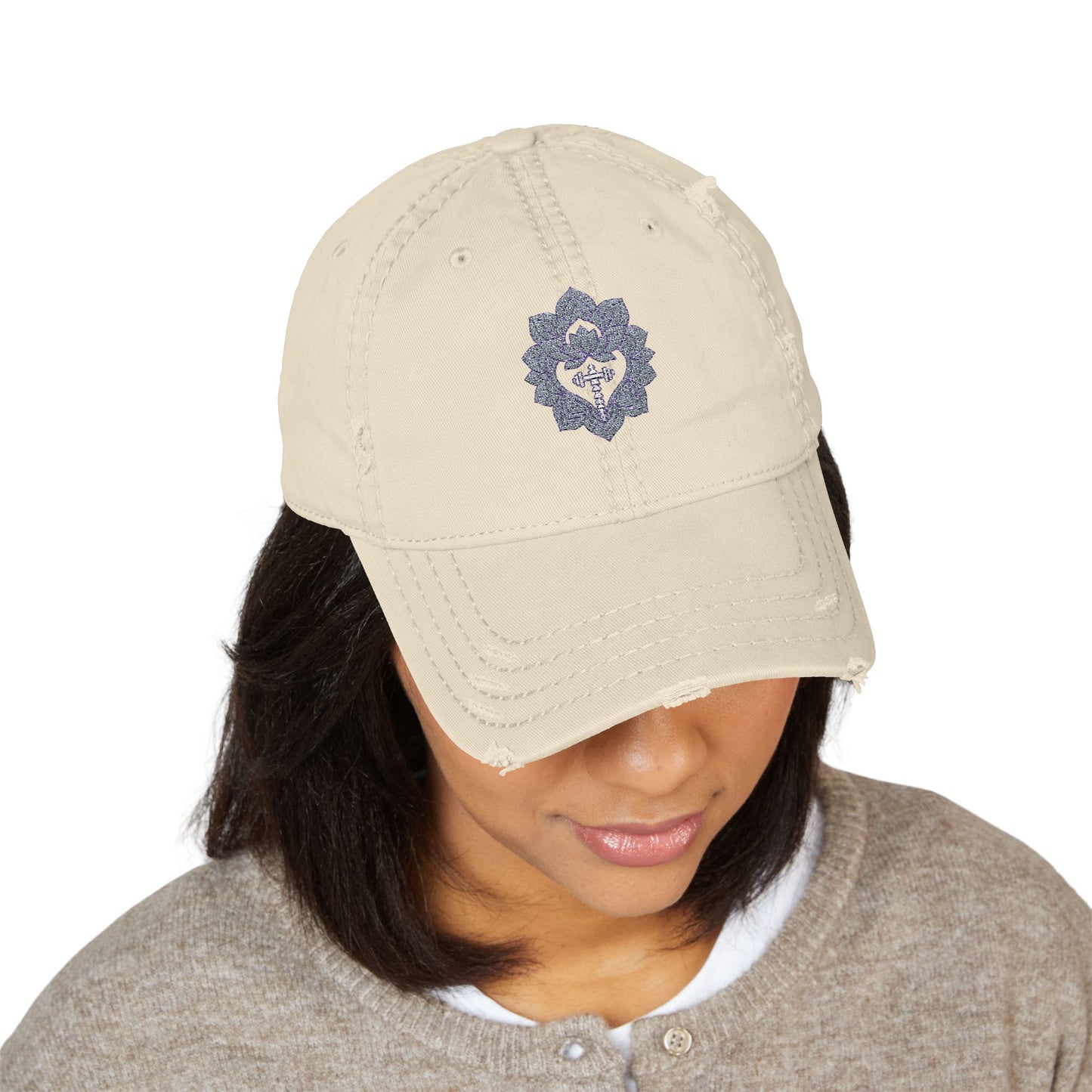 Distressed Embroidered Dad Hat - Casual Outdoor Cap for Relaxed Vibes
