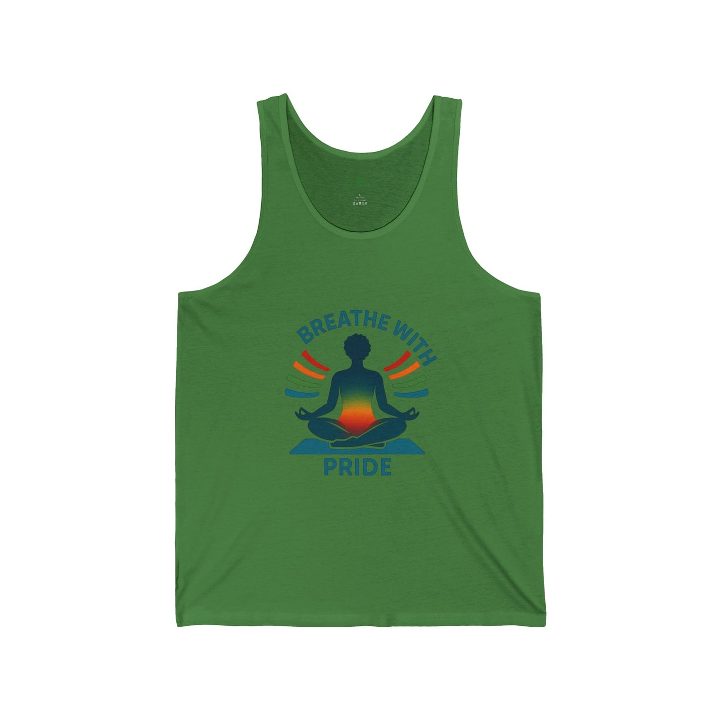 Breathe with Pride Unisex Jersey Tank Top, Yoga Tank, LGBTQ+ Pride Apparel, Relaxation Wear, Summer Workout Gear