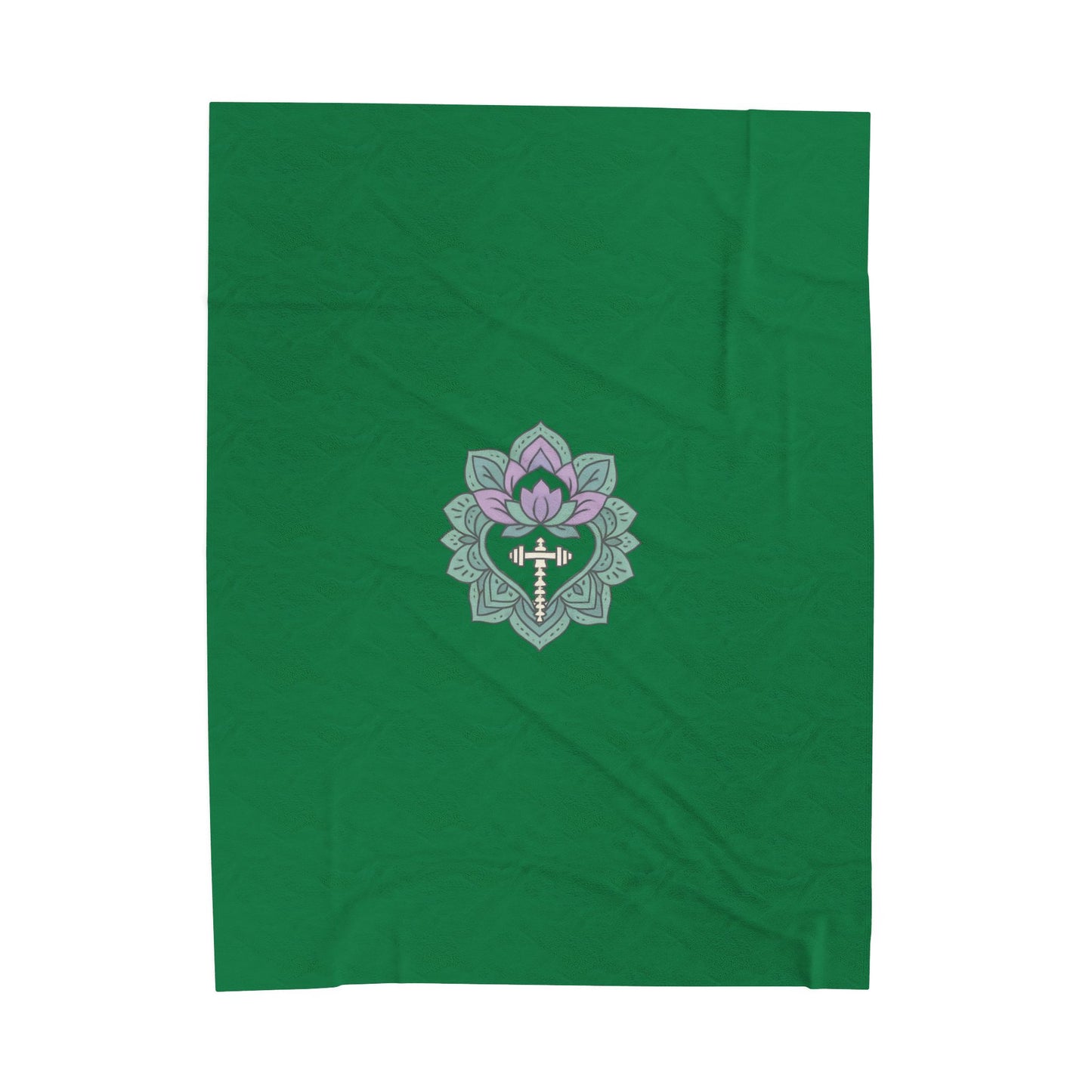 Lotus Blossom Velveteen Plush Blanket – Cozy Green Decor for Meditation & Relaxation