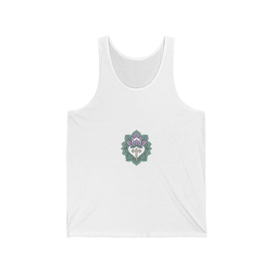 Floral Mandala Unisex Jersey Tank – Perfect for Yoga & Casual Wear