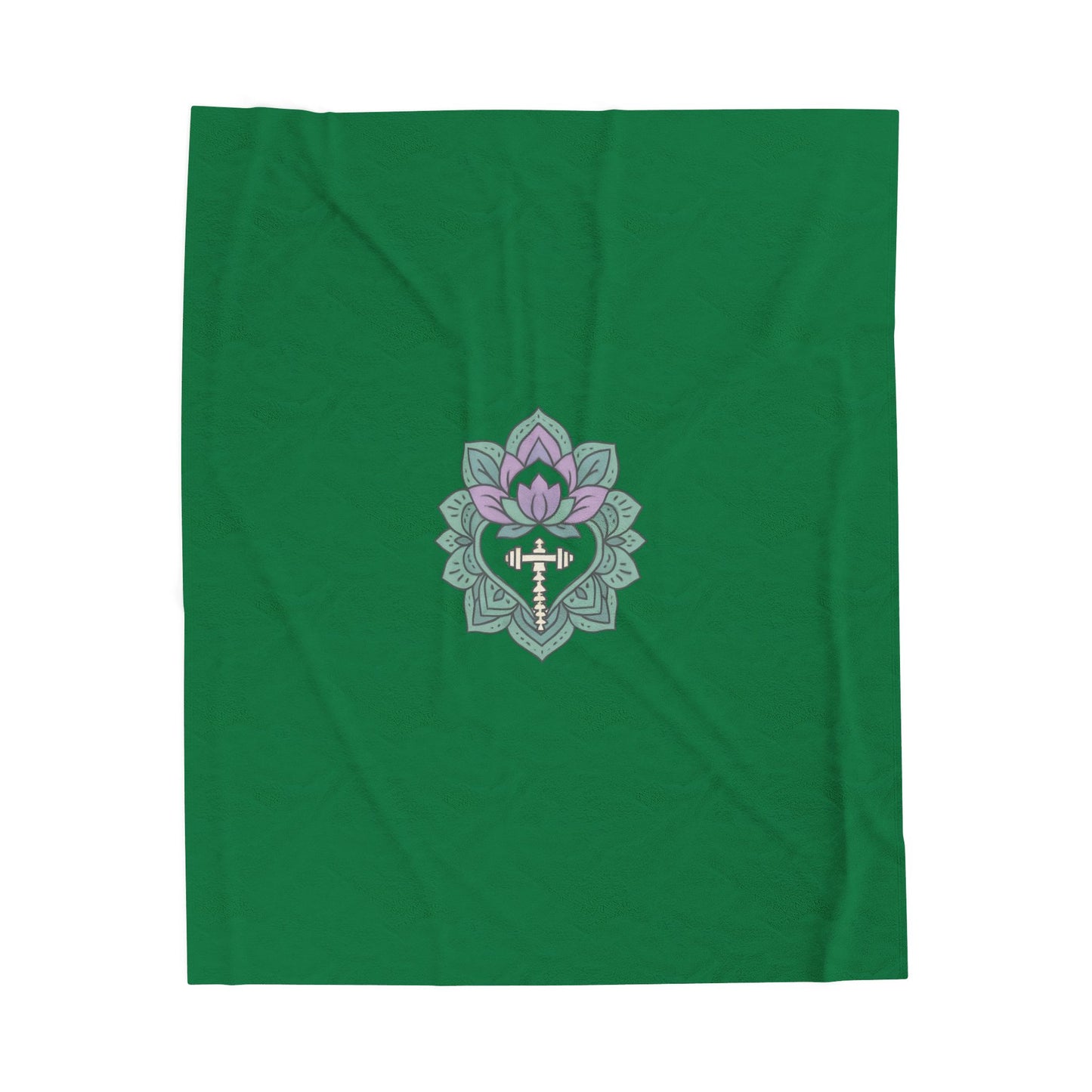 Lotus Blossom Velveteen Plush Blanket – Cozy Green Decor for Meditation & Relaxation