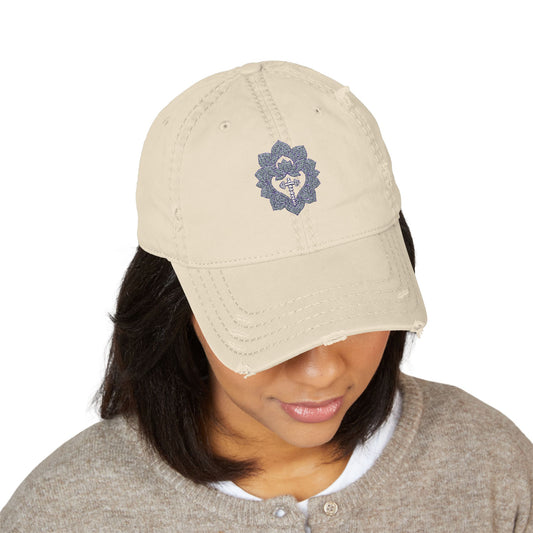 Distressed Embroidered Dad Hat - Casual Outdoor Cap for Relaxed Vibes