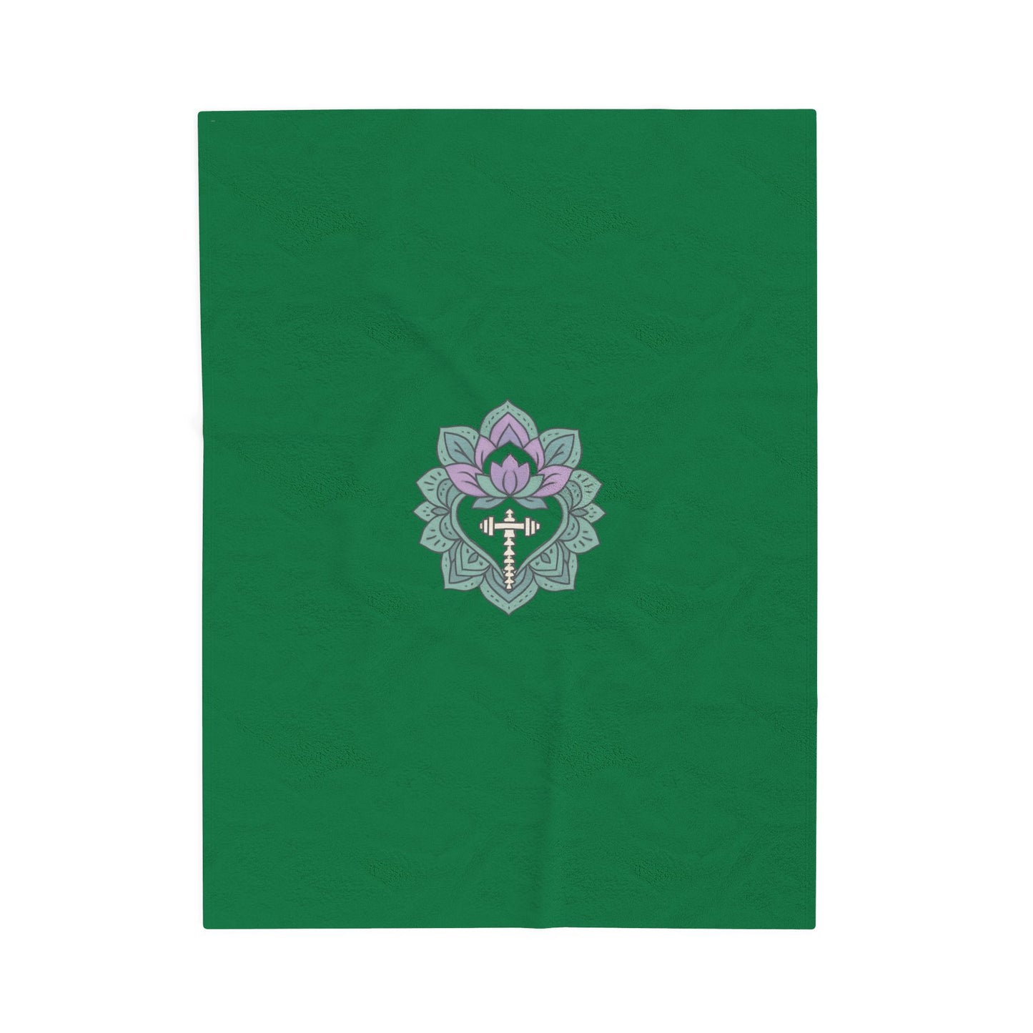Lotus Blossom Velveteen Plush Blanket – Cozy Green Decor for Meditation & Relaxation